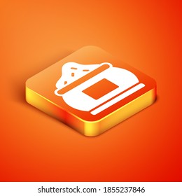 Isometric Indian spice icon isolated on orange background. Vector.