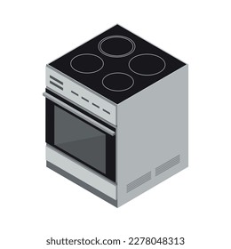 Isometric induction cooker on white background 3d vector illustration