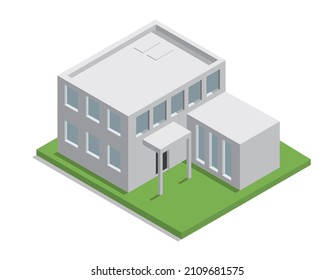 ilustración vectorial de la arquitectura isométrica de construcción industrial. gráfico 3d aislado de fábrica para infografías sobre producción 