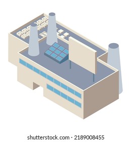 isometric Industrial building with chimneys