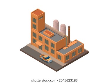 Isometric Industrial Building. Vector Illustration