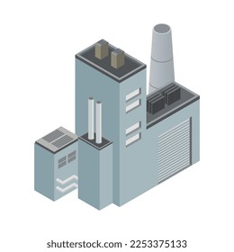 Isometric industrial buildings composition with isolated images of plant facilities factory architectural forms vector illustration