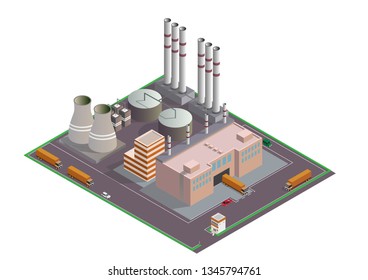 Industrial Buildings Isometric Composition Plant Area Stock Vector ...