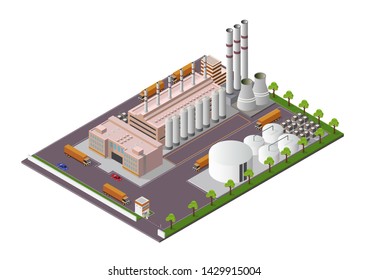 isometric Industrial buildings composition with view of the facilities