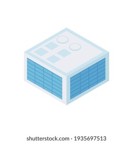 Isometric industrial city composition with isolated image of modern building vector illustration