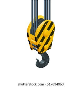 Isometric industrial crane. Isometric construction site.