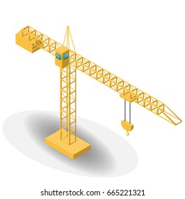 Isometric industrial cranes for construction. Vector illustration