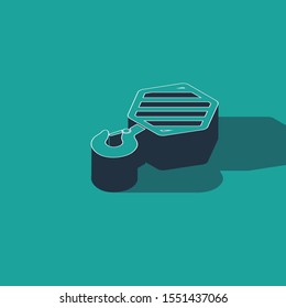 Isometric Industrial hook icon isolated on green background. Crane hook icon.  Vector Illustration