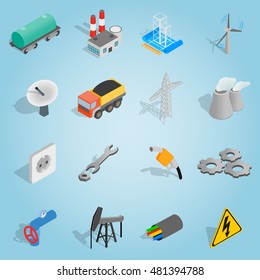Isometric industrial icons set. Universal industrial icons to use for web and mobile UI, set of basic industrial elements vector illustration