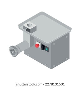 Isometric industrial picadora icono sobre fondo blanco 3d ilustración vectorial