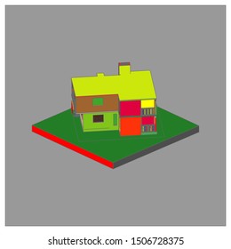 Isometric industrial plant factory set with isolated colourful images of modern plant buildings on blank background vector illustration