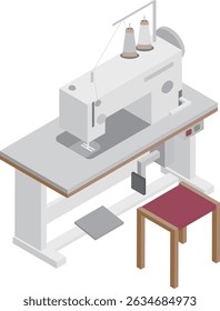 Material de imagem de máquina de costura industrial isométrica