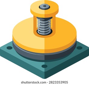 Isometric Industrial Spring Mechanism Vector for Machine Parts