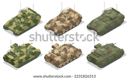 Isometric Infantry fighting vehicle. BMP, class of armored combat vehicles. 