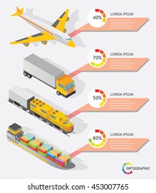 isometric info graphic transporter shipping vector design