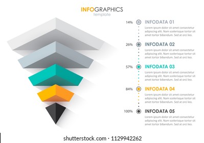 Isometric Infographic design with 5 options leves or steps. Infographics for business concept. Can be used for presentations banner, workflow layout, process diagram, flow chart, info graph