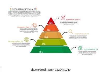 Isometric Infographic design with icons and 5 options levels. Infographics for business concept. Can be used for presentations banner, workflow layout, process diagram, flow chart, info graph