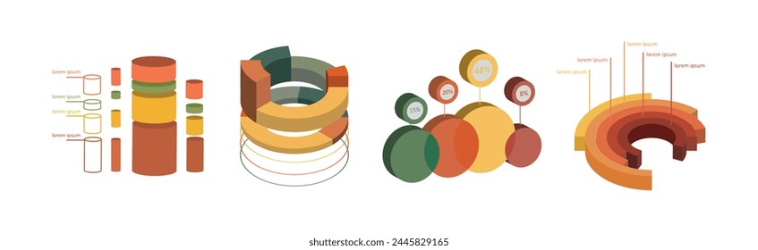 Elementos de infografía isométrica con conjunto de Vectores de diagrama y diagrama