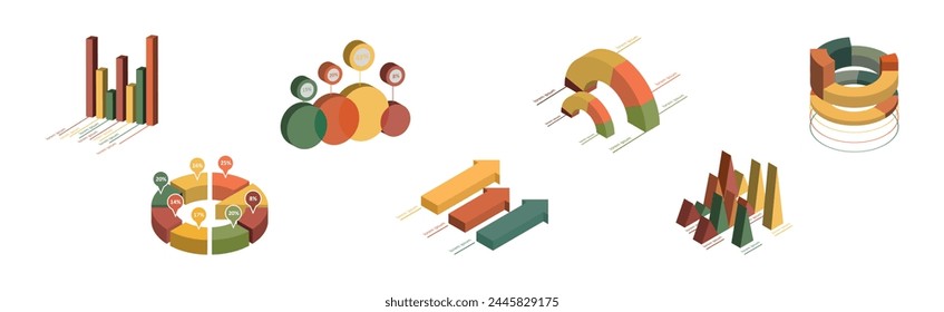 Elementos de infografía isométrica con conjunto de Vectores de diagrama y diagrama
