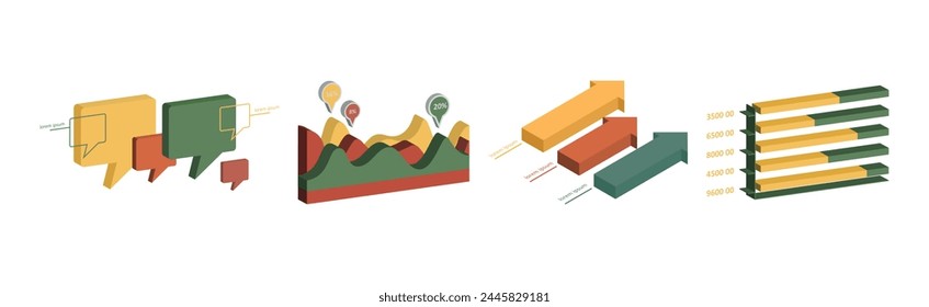 Elementos de infografía isométrica con conjunto de Vectores de diagrama y diagrama