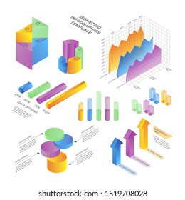 Isometric infographic elements set of 3d vector design template