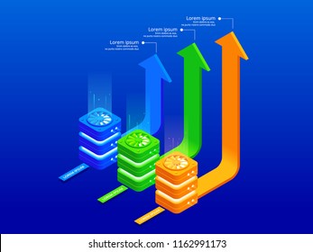 Isometric infographic elements vector illustration. Diagrams for business infographic