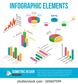 Isometric infographic elements. Vector illustration.