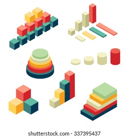 Isometric infographic elements vector set.
