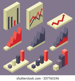 Isometric infographic elements vector set