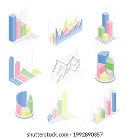 Isometric Infographic as Graphic Visual Representation of Information or Data Vector Set