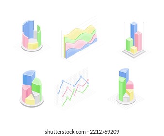 Isometric Infographic as Graphic Visual Representation of Information or Data Vector Set