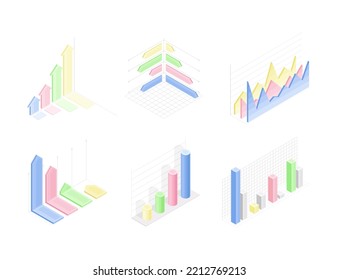 Isometric Infographic as Graphic Visual Representation of Information or Data Vector Set