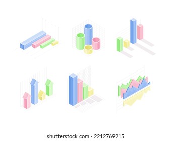 Isometric Infographic as Graphic Visual Representation of Information or Data Vector Set