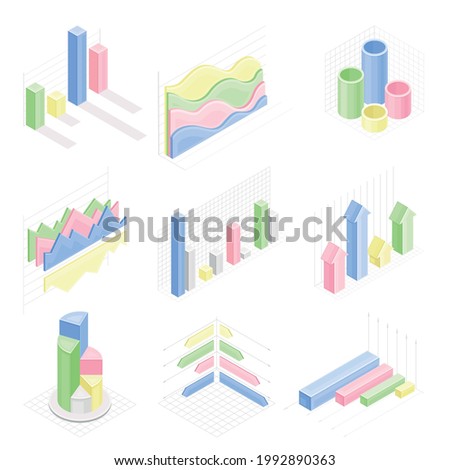 Isometric Infographic as Graphic Visual Representation of Information or Data Vector Set