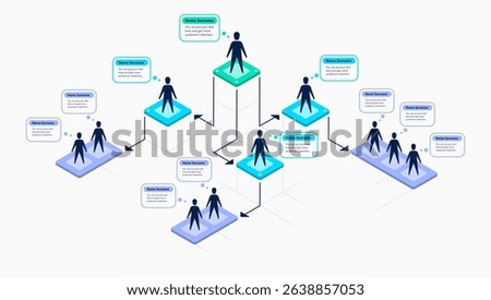 Isometric infographic for organization hierarchy structure. Flat template, can be used for your website or presentation.