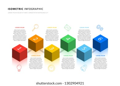 isometric infographic timeline template with realistic 3d cubic elements. modern business process diagram for brochure, banner, annual report and presentation. easy for edit and customize. eps10