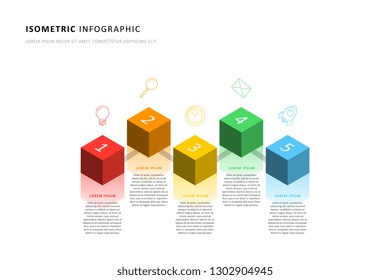 isometric infographic timeline template with realistic 3d cubic elements. modern business process diagram for brochure, banner, annual report and presentation. easy for edit and customize. eps10
