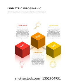 isometric infographic timeline template with realistic 3d cubic elements. modern business process diagram for brochure, banner, annual report and presentation. easy for edit and customize. eps10