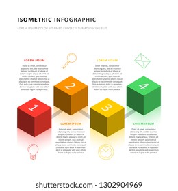 isometric infographic timeline template with realistic 3d cubic elements. modern business process diagram for brochure, banner, annual report and presentation. easy for edit and customize. eps10