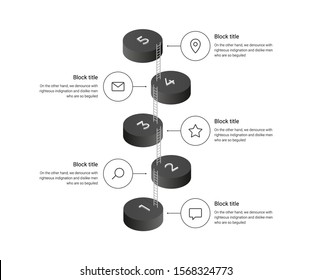Isometric infographic for web sites, banners, flow charts, presentations. Vector business template with cylinders steps, options.