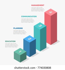 Isometric Infographics, 4 Steps For Business Success, 3d Boxes