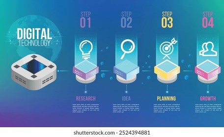 Infográficos isométricos design 4 opções níveis ou etapas para o conceito de negócios sucesso 3d caixas, Pode ser usado para apresentações, layout de fluxo de trabalho, diagrama de processo, fluxograma, gráfico de informações.