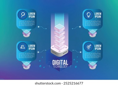 Infográficos isométricos design 4 opções níveis ou etapas para o conceito de negócios sucesso 3d caixas, Pode ser usado para apresentações, layout de fluxo de trabalho, diagrama de processo, fluxograma, gráfico de informações.