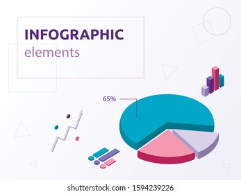 Isometric infographics in light colors. Suitable for presentations, banners and websites.