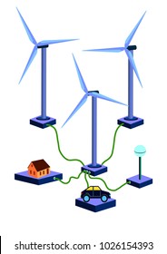 Isometric infographics on the topic of alternative energy
