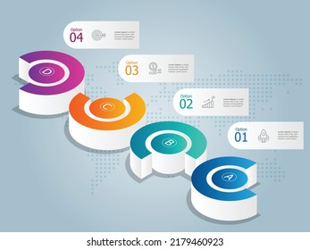 isometric infographics timeline presentation element background with business icon 4 steps vector illustration