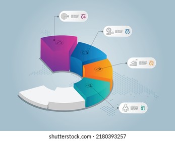 isometric infographics timeline presentation element background with business icon 4 steps vector illustration