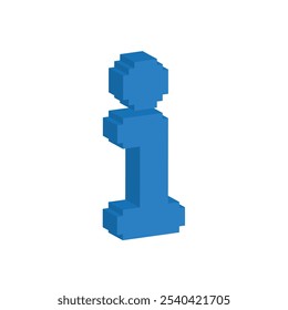 icono de información isométrica 8 bit, pixel art Icono de ayuda para el logotipo del juego.