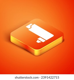 Isometric Inhaler icon isolated on orange background. Breather for cough relief, inhalation, allergic patient.  Vector Illustration