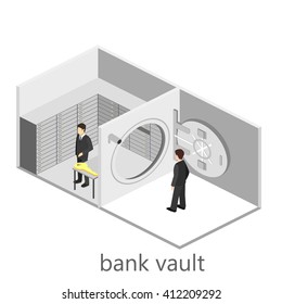 Isometric interior of bank vault